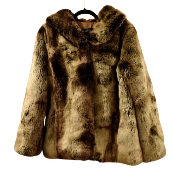 DONNA SALYER'S FABULOUS FURS~Fisher Faux Fur Favorite Hooded Jacket Coat~SZ MED - Picture 1 of 5